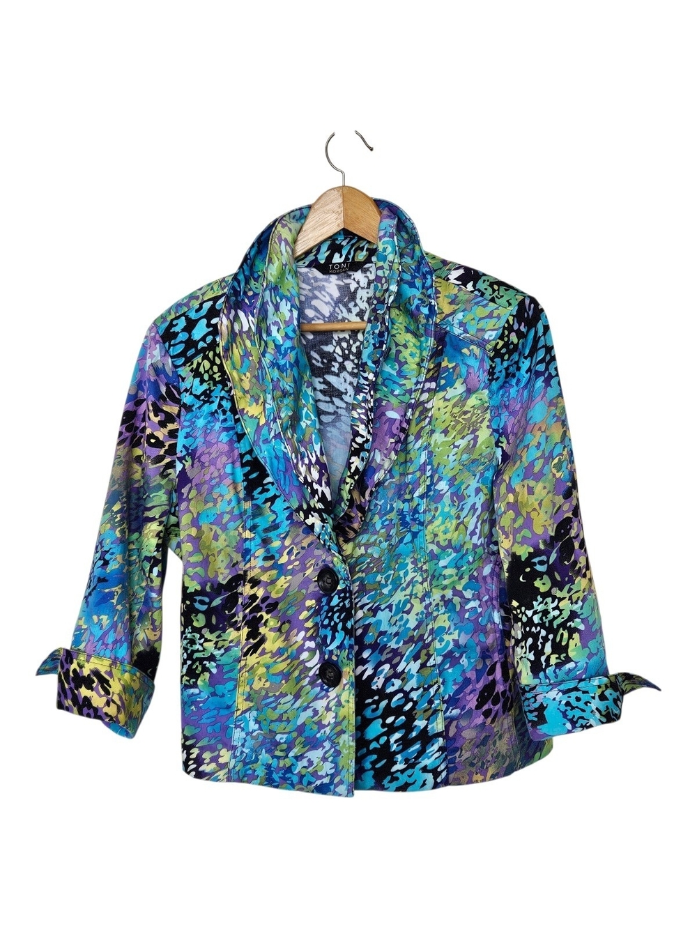 TONI Morgan Multicolor Abstract Print Blazer - Blue, Green, Purple